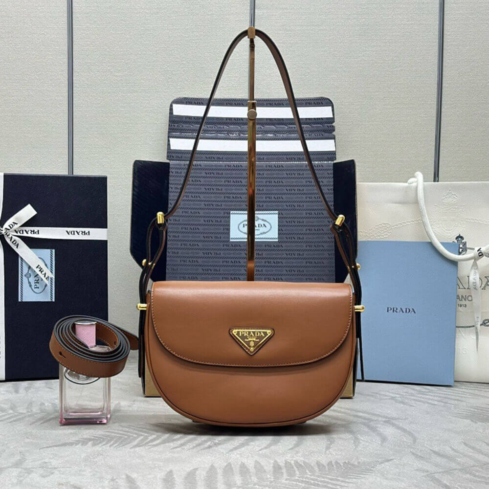 Prada Arque leather shoulder bag with flap